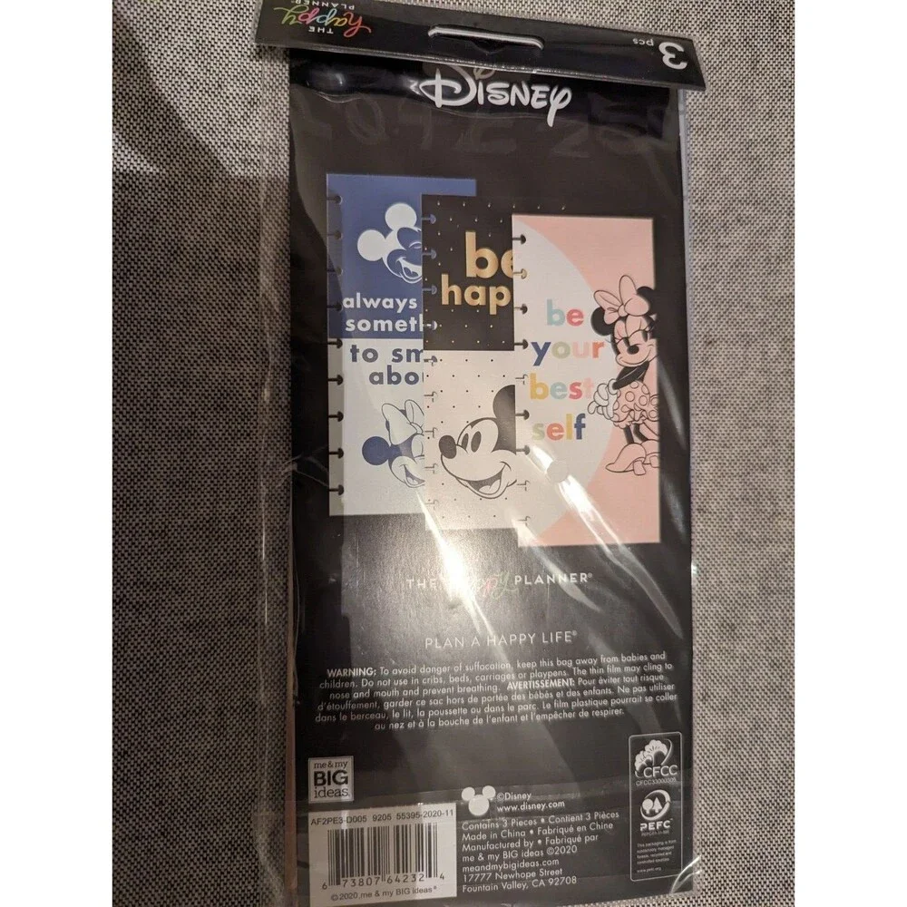 Happy Planner Disney Mickey & Minnie Mouse Plastic Envelopes 3 pcs New